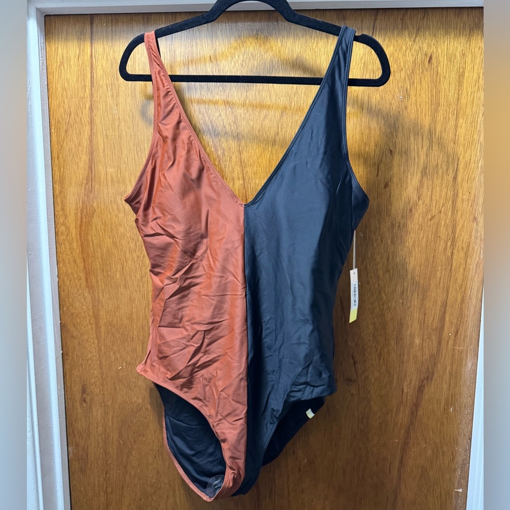 Summersalt Black and Brown Colorblock Swimsuit